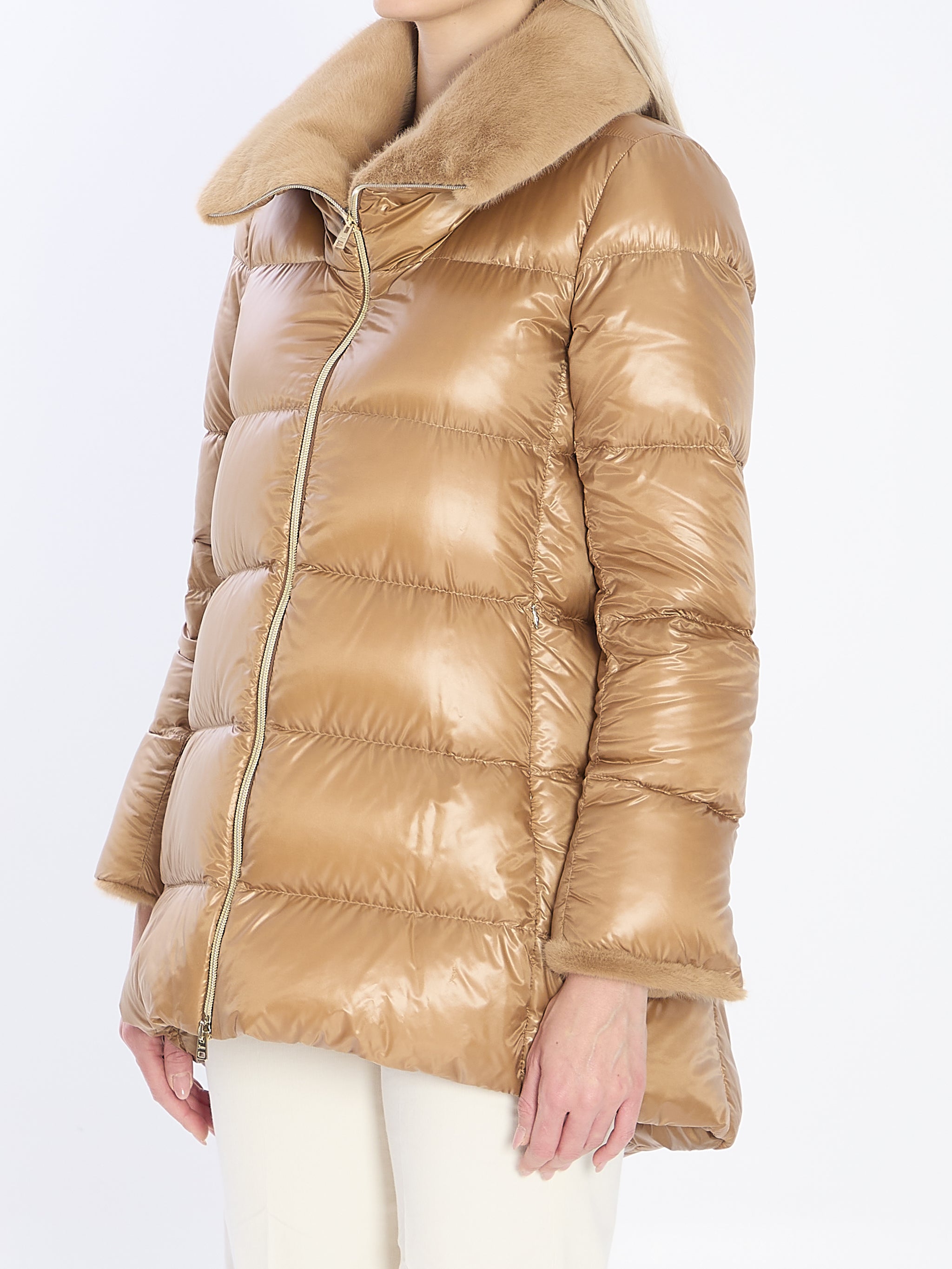 light puffer with collar fur