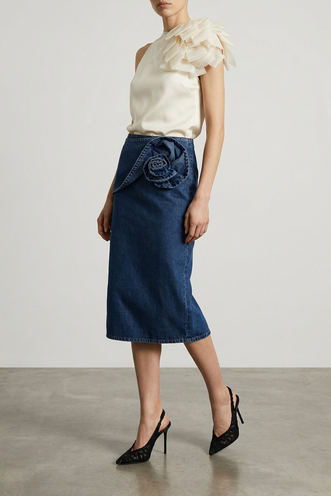 MAGDA BUTRYM 34 11 midi skirt in cotton denim