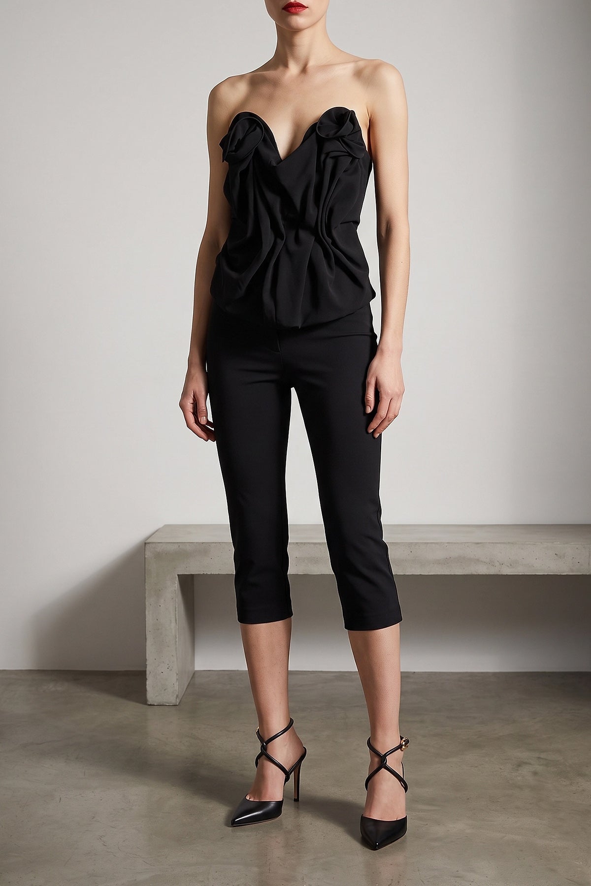 the off-the-shoulder corset top magda butrym 01 in fine structured wool stands