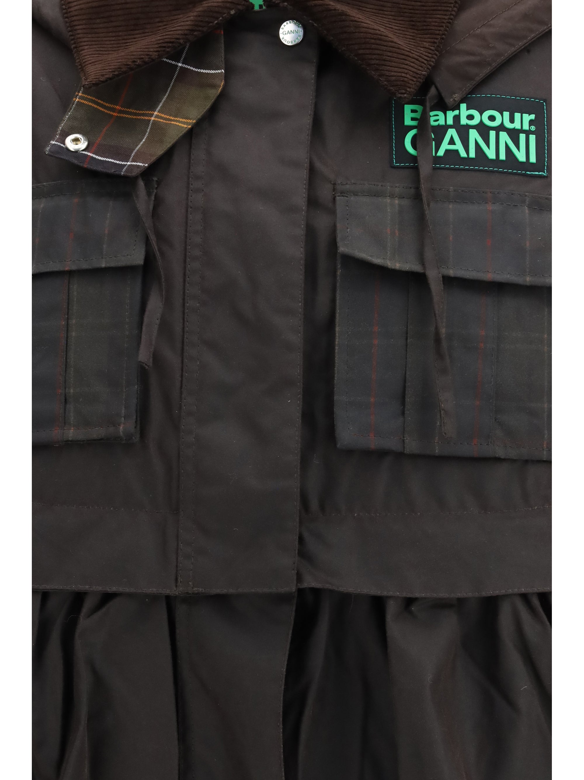 waxed peplum jacket by barbour x ganni