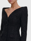 metallic bouclé satin maxi dress