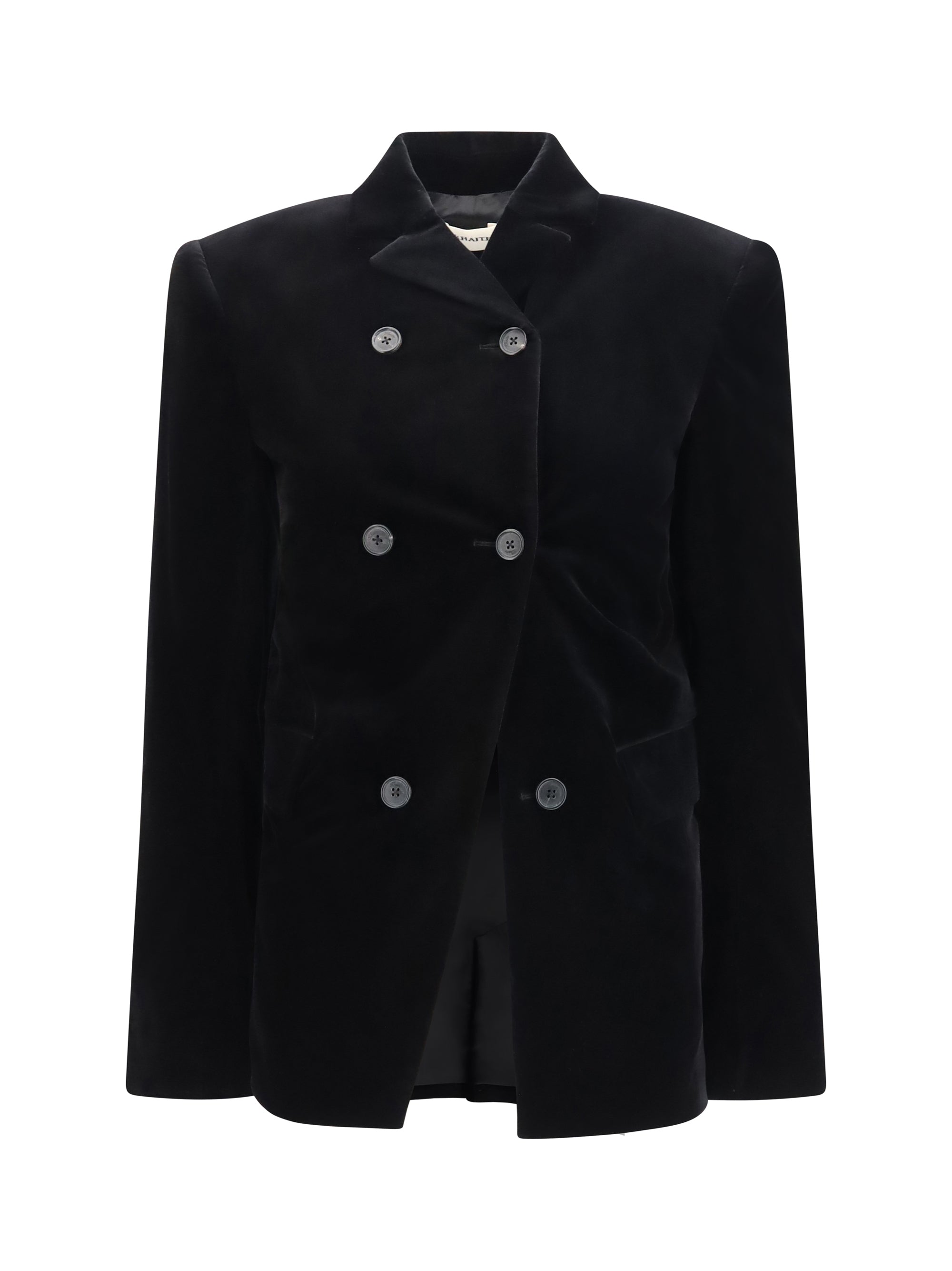 rolo stretch-velvet double-breasted jacket