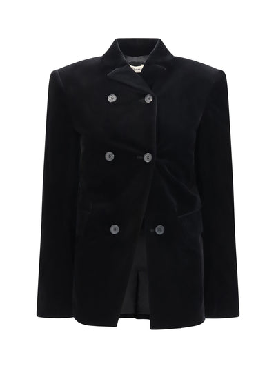 rolo stretch-velvet double-breasted jacket