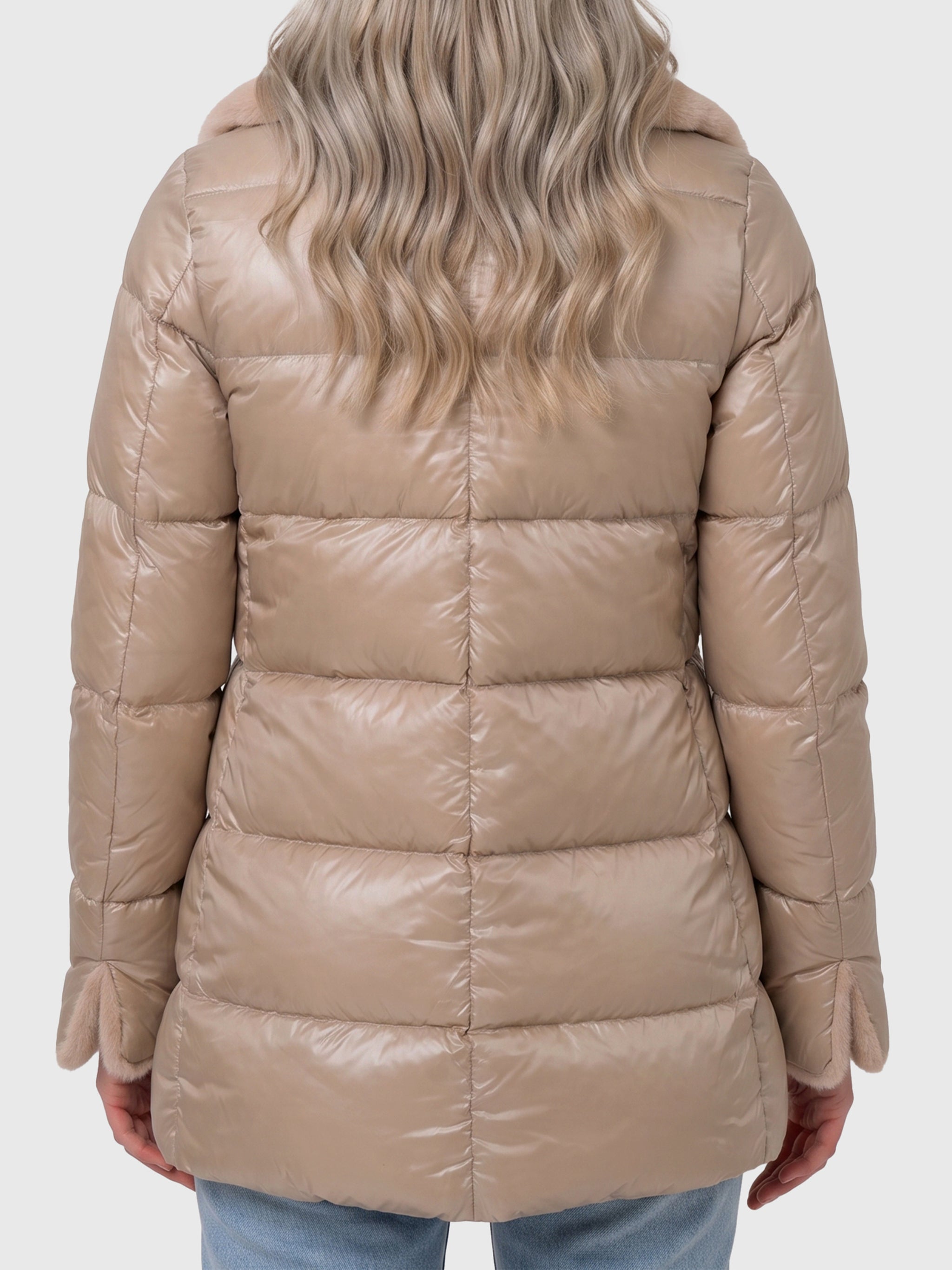 light puffer with collar ecofur