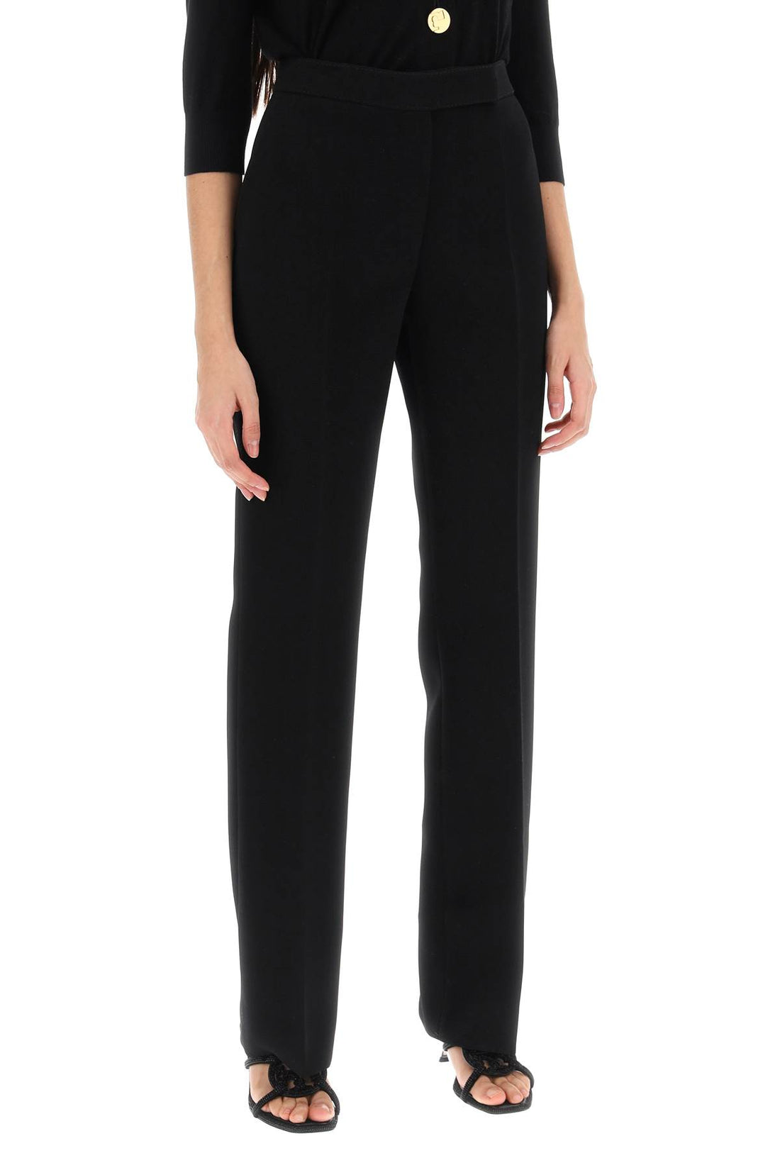 straight leg pants in crepe cady