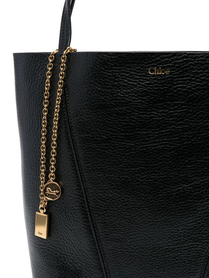 chloé spin tote bag in grained leather