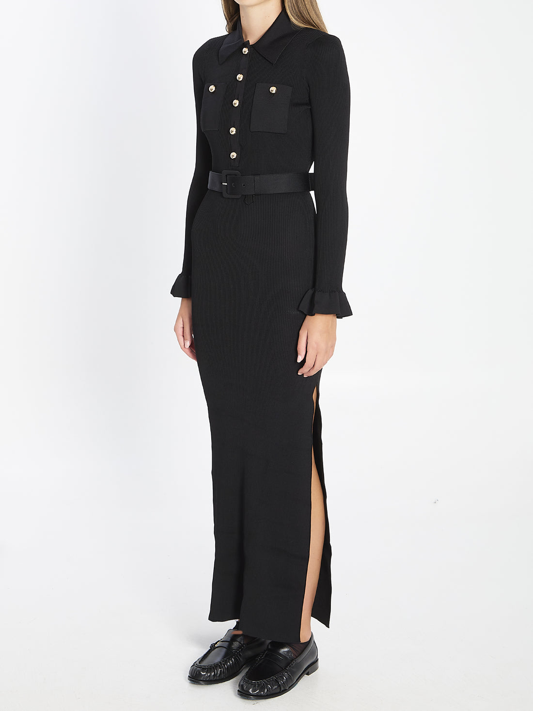 SELF PORTRAIT M ribbed maxi dress