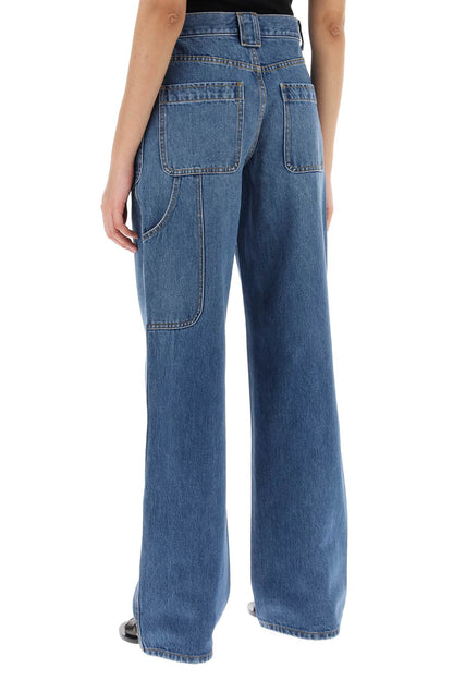 high-waisted cargo style jeans in