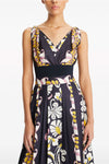 printed silk and knit top