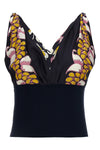 printed silk and knit top