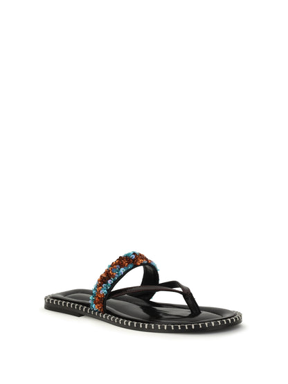 DRIES VAN NOTEN 36 slip-on leather sandals with sequins