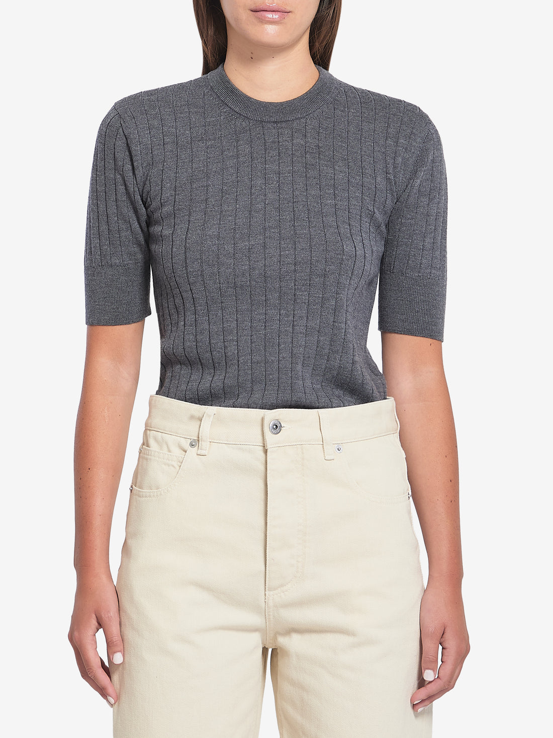 BOTTEGA VENETA M ribbed knit cropped top