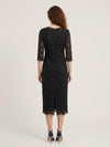 black lace midi sheath dress