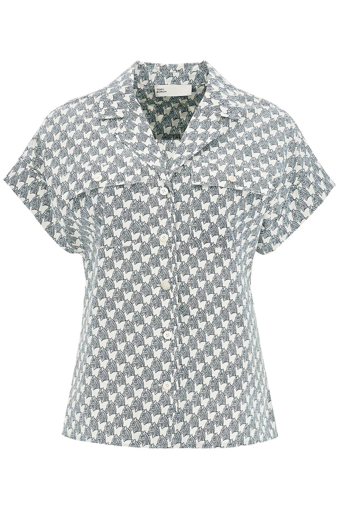 printed poplin camp shirt