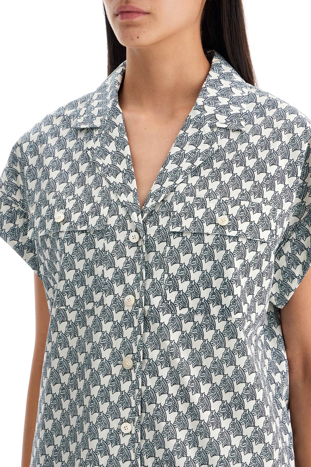 printed poplin camp shirt