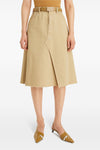 deconstructed midi cotton denim skirt