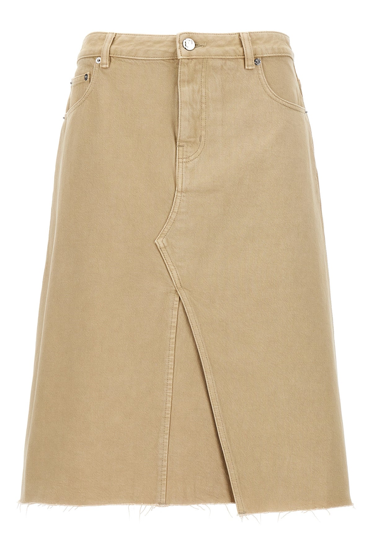 deconstructed midi cotton denim skirt
