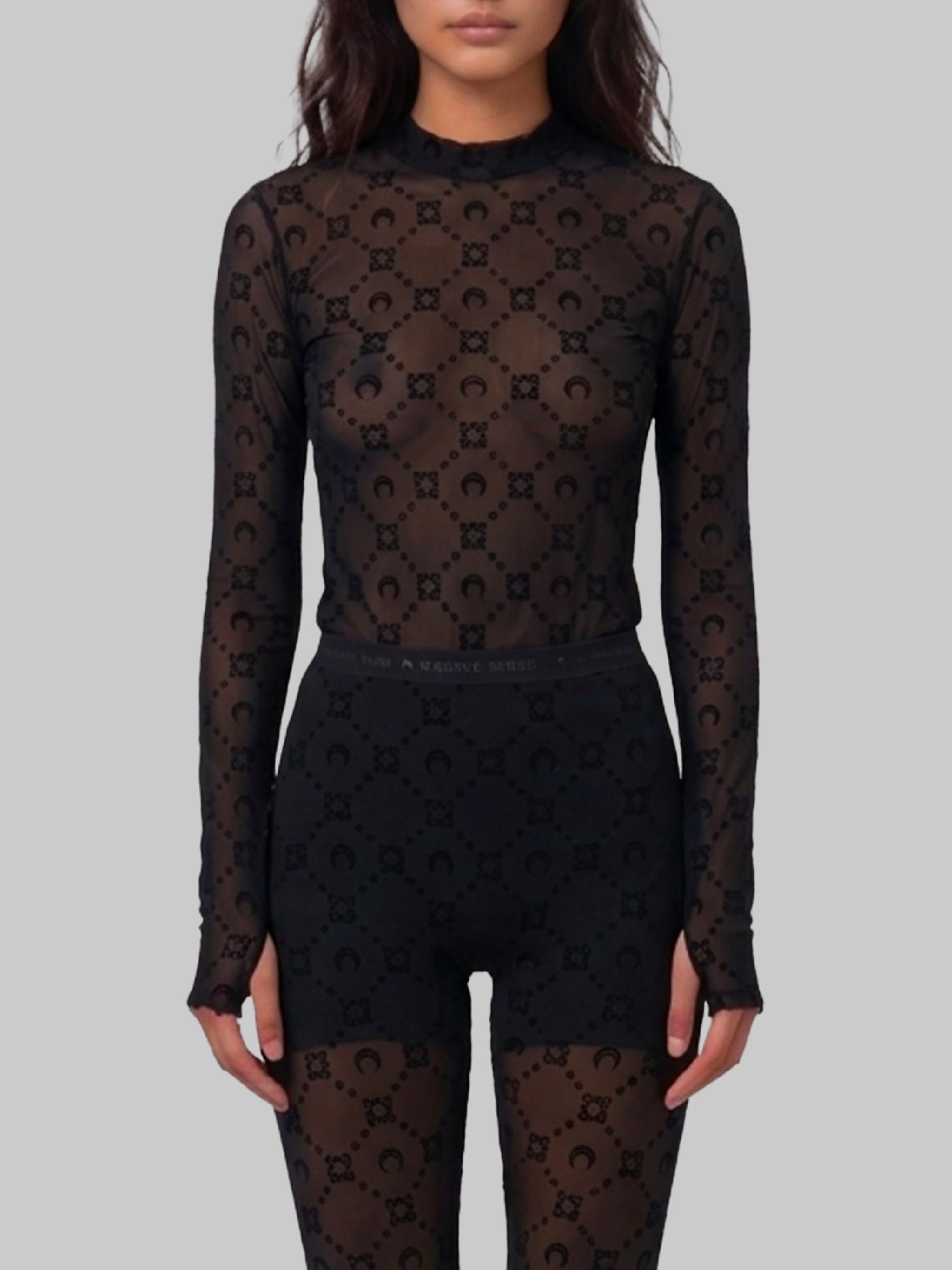 monogram mesh flock second skin top