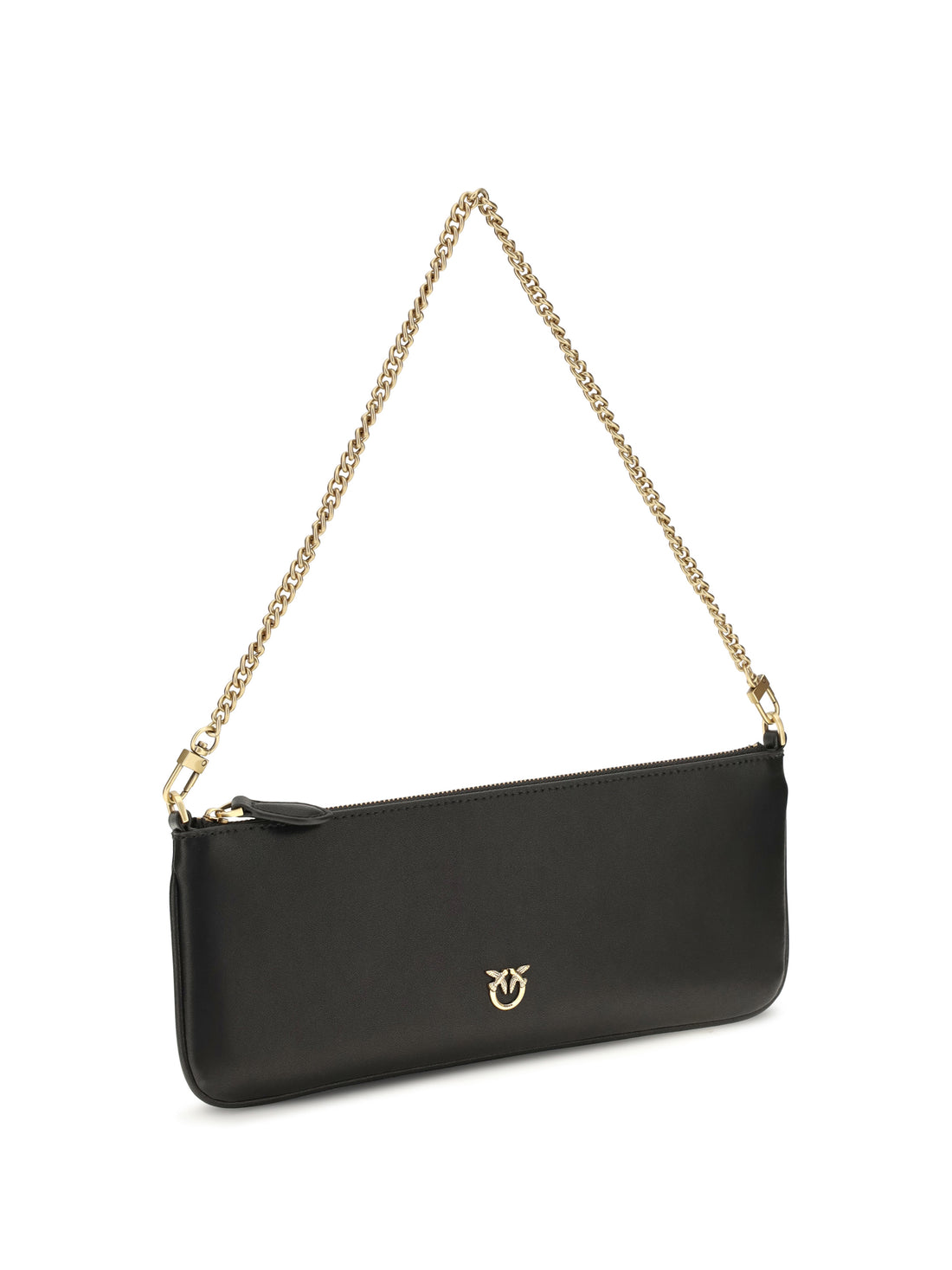 PINKO OS horizontal flat leather shoulder bag