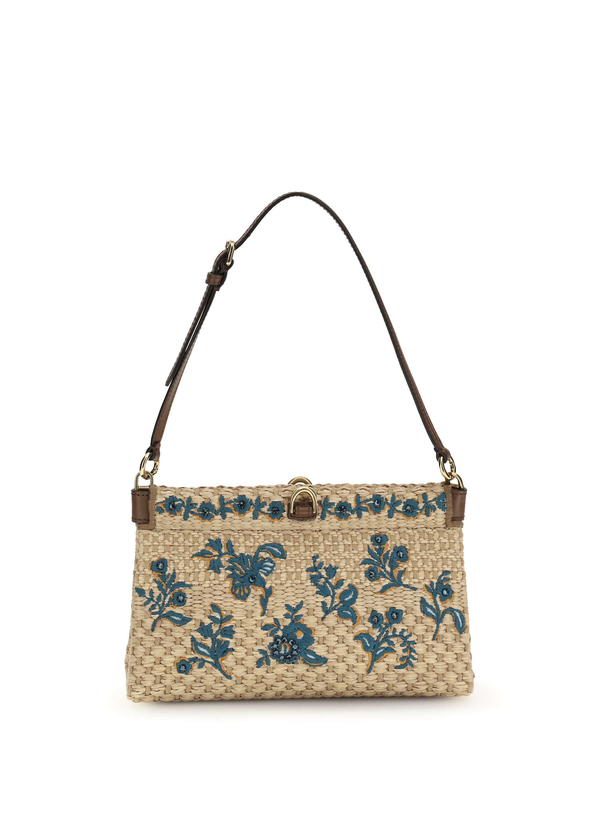 floral-embroidered clutch bag
