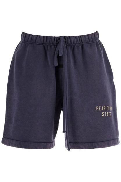 high-waisted navy blue cotton sports shorts