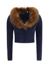 knit and faux fur cardigan