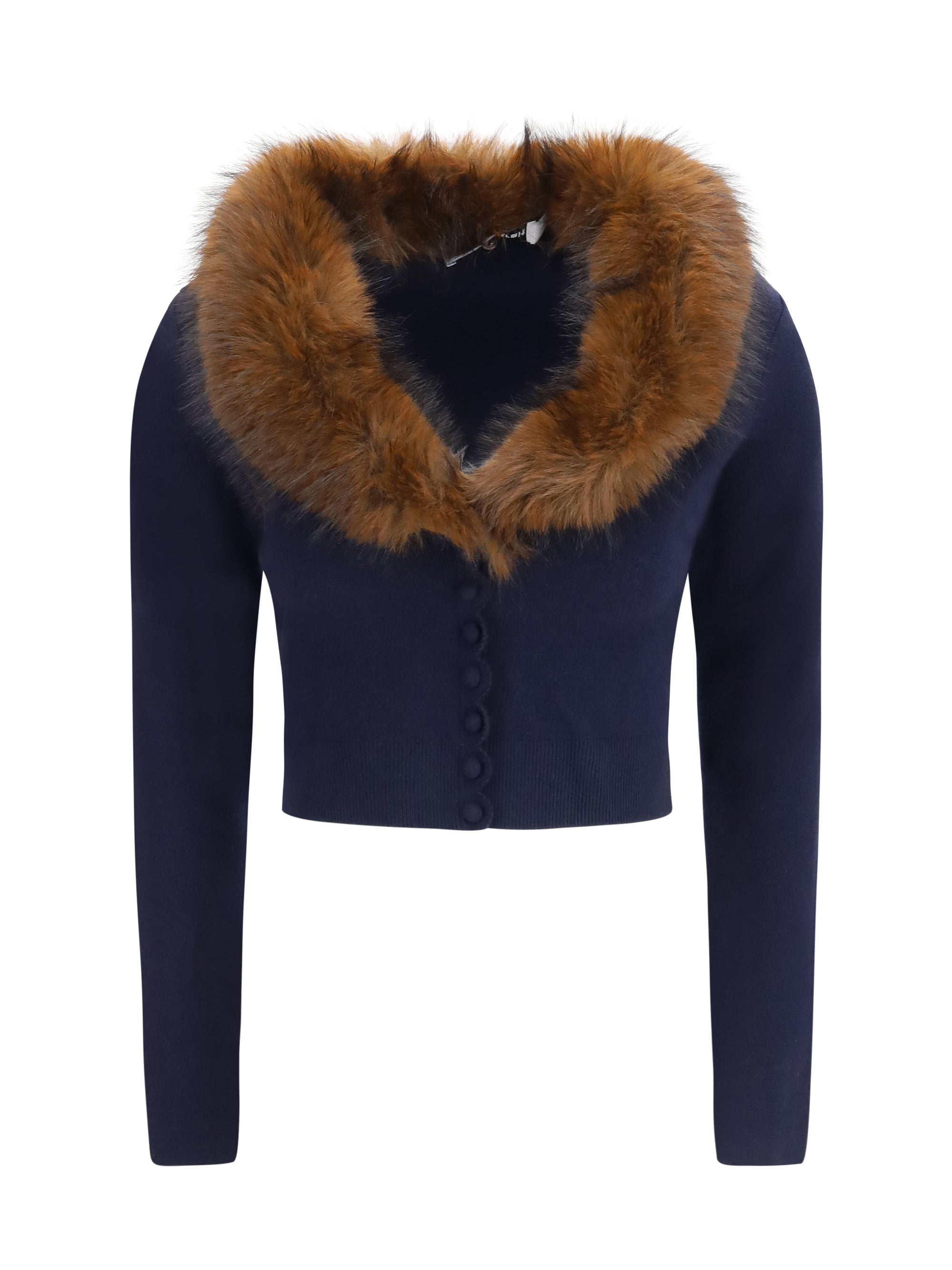 knit and faux fur cardigan