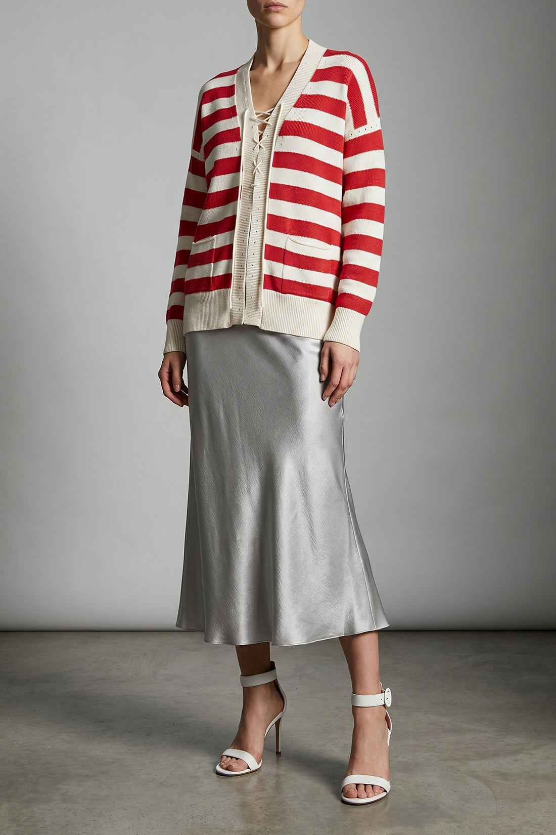 TORY BURCH 10 midi skirt in silk-effect satin fabric