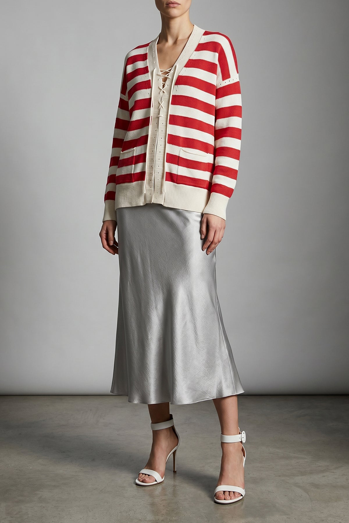 midi skirt in silk-effect satin fabric