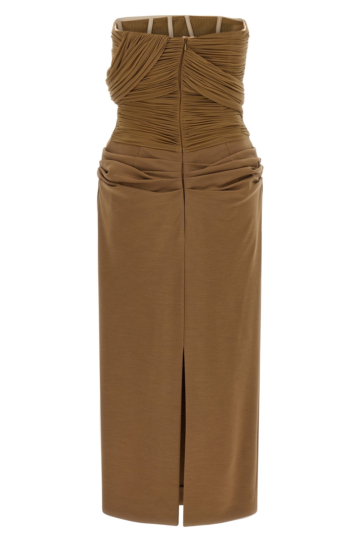 magda butryms 28 midi dress defines a sculptural silhouette through elaborate