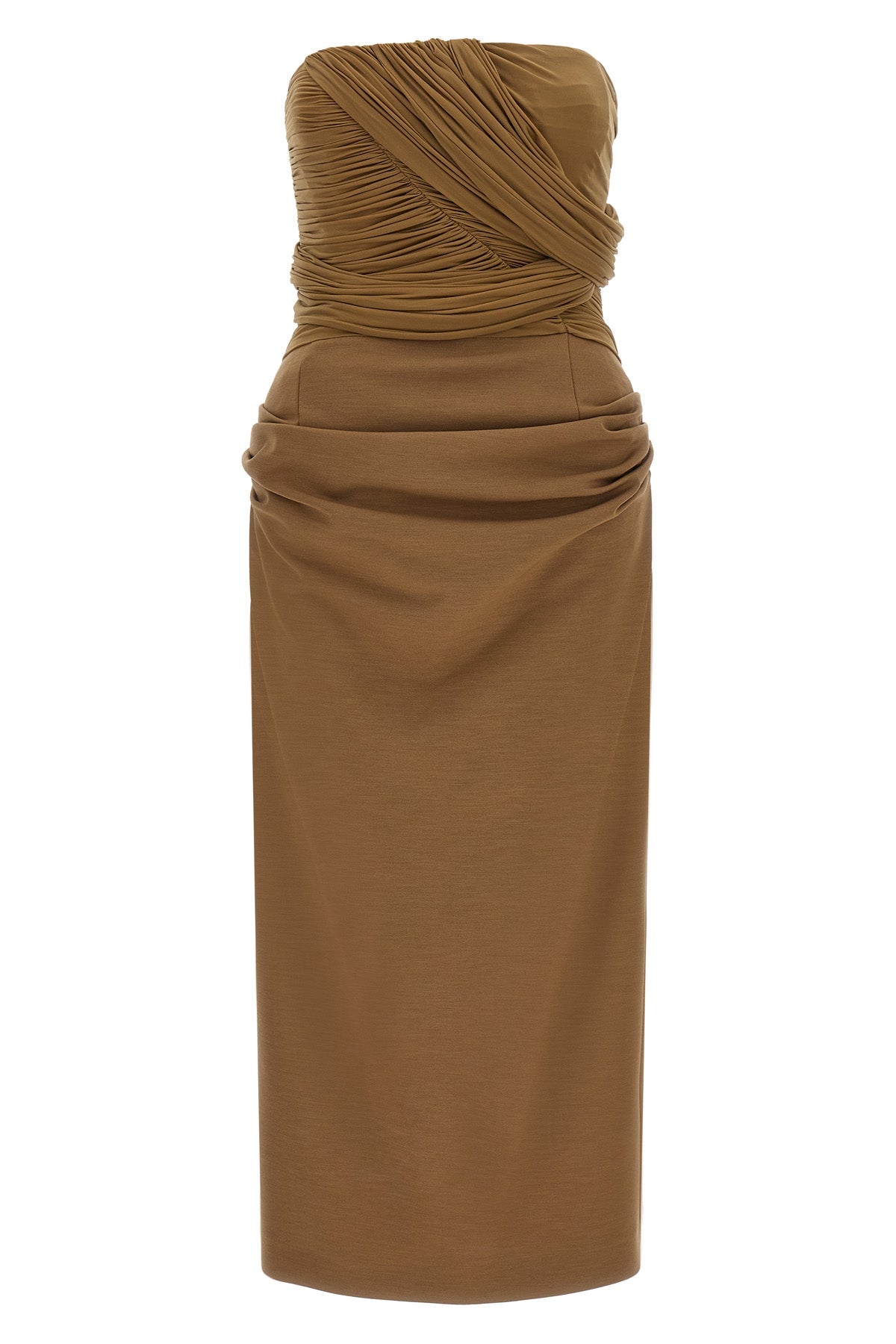 magda butryms 28 midi dress defines a sculptural silhouette through elaborate
