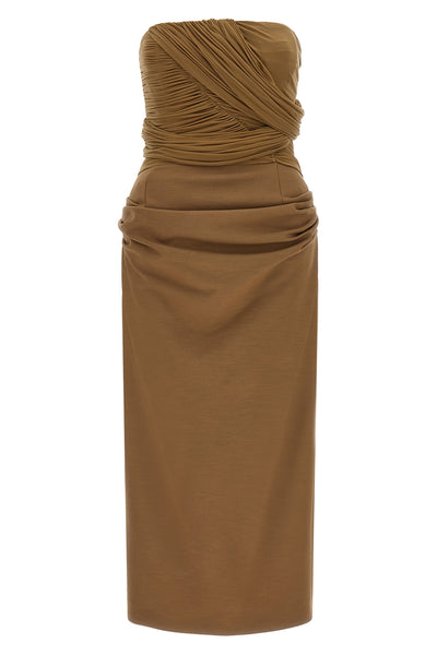 magda butryms 28 midi dress defines a sculptural silhouette through elaborate