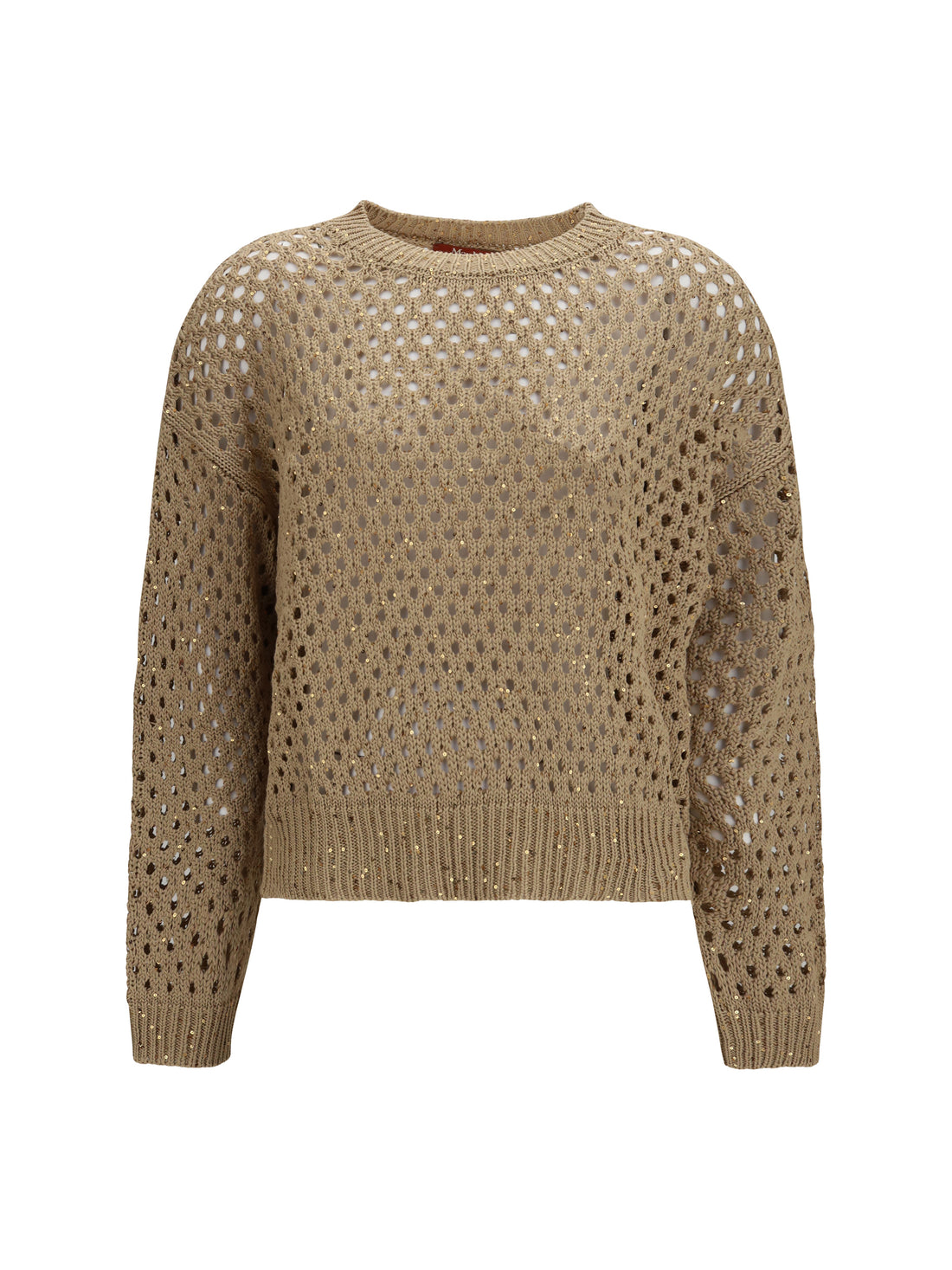 MAX MARA STUDIO L open knit cotton sweater with sequins