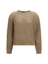 open knit cotton sweater with sequins