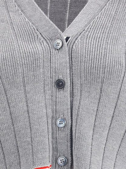 THOM BROWNE 38 ladder full needle rib stitch v neck car