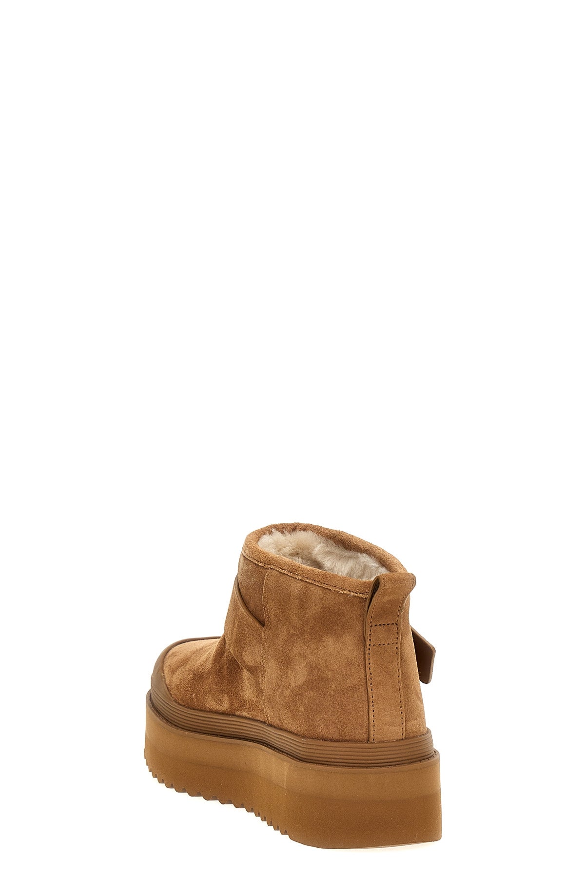 mellow shearling platform suede ankle boots lined