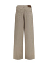 straight-leg cotton and linen pants