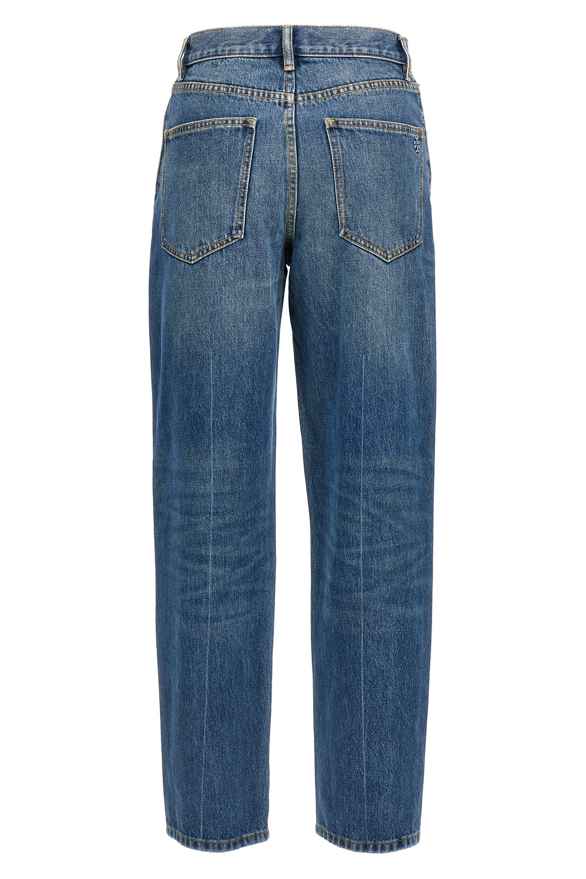 high-waisted cotton denim jeans