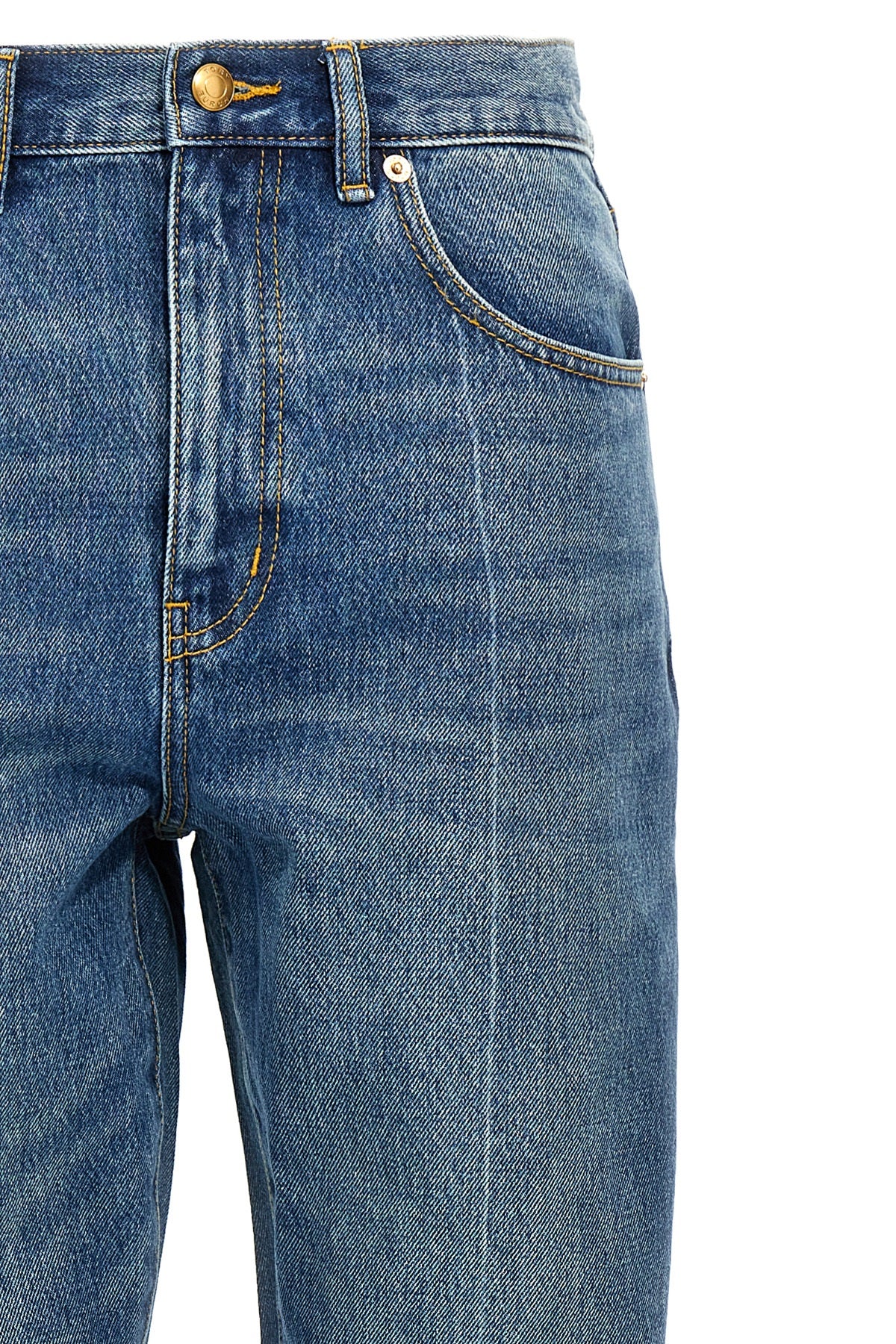 high-waisted cotton denim jeans