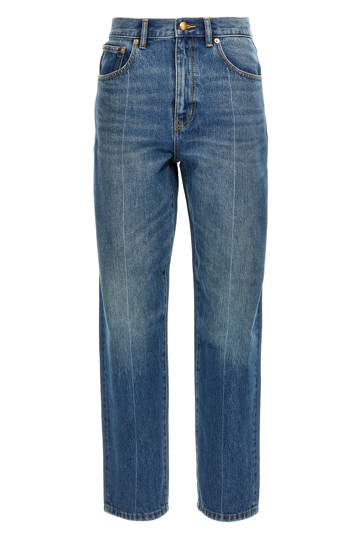 high-waisted cotton denim jeans