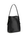 belted leather bucket bag