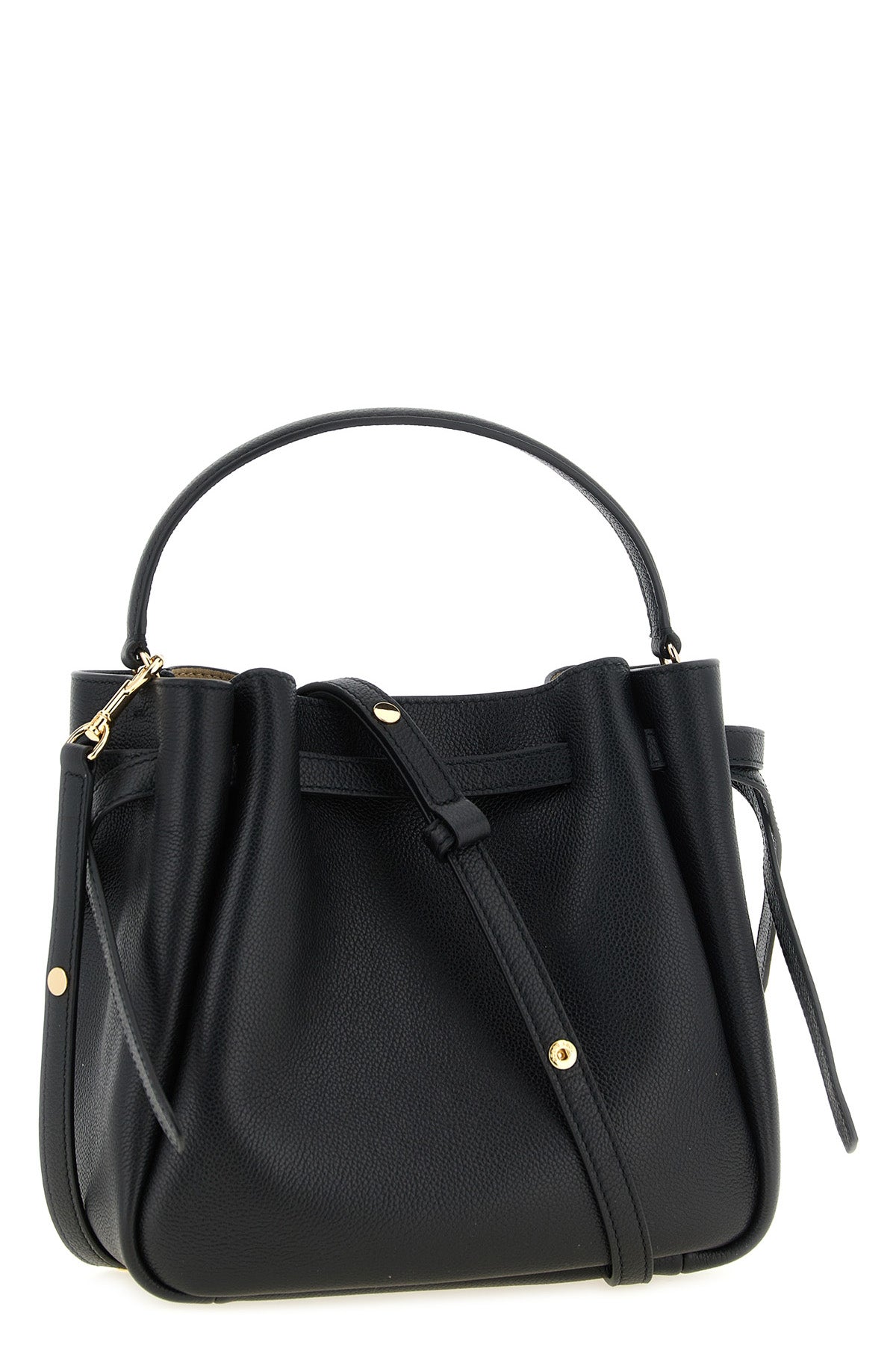 the tory burch romy bucket bag defines everyday elegance through a softly curled