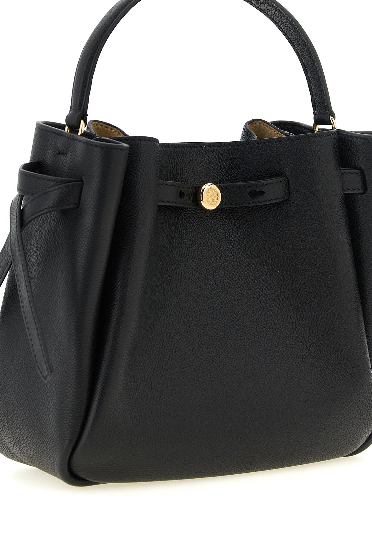 the tory burch romy bucket bag defines everyday elegance through a softly curled
