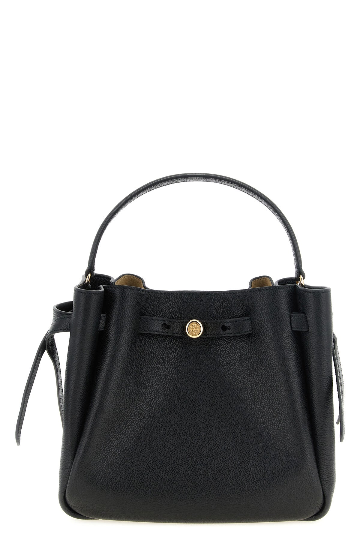 the tory burch romy bucket bag defines everyday elegance through a softly curled