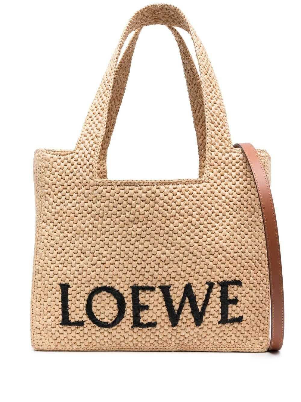 Loewe Medium Loewe Font Raffia Tote