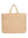 Large Logo Beige Raffia Tote