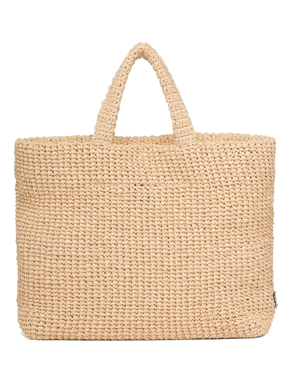 Large Logo Beige Raffia Tote