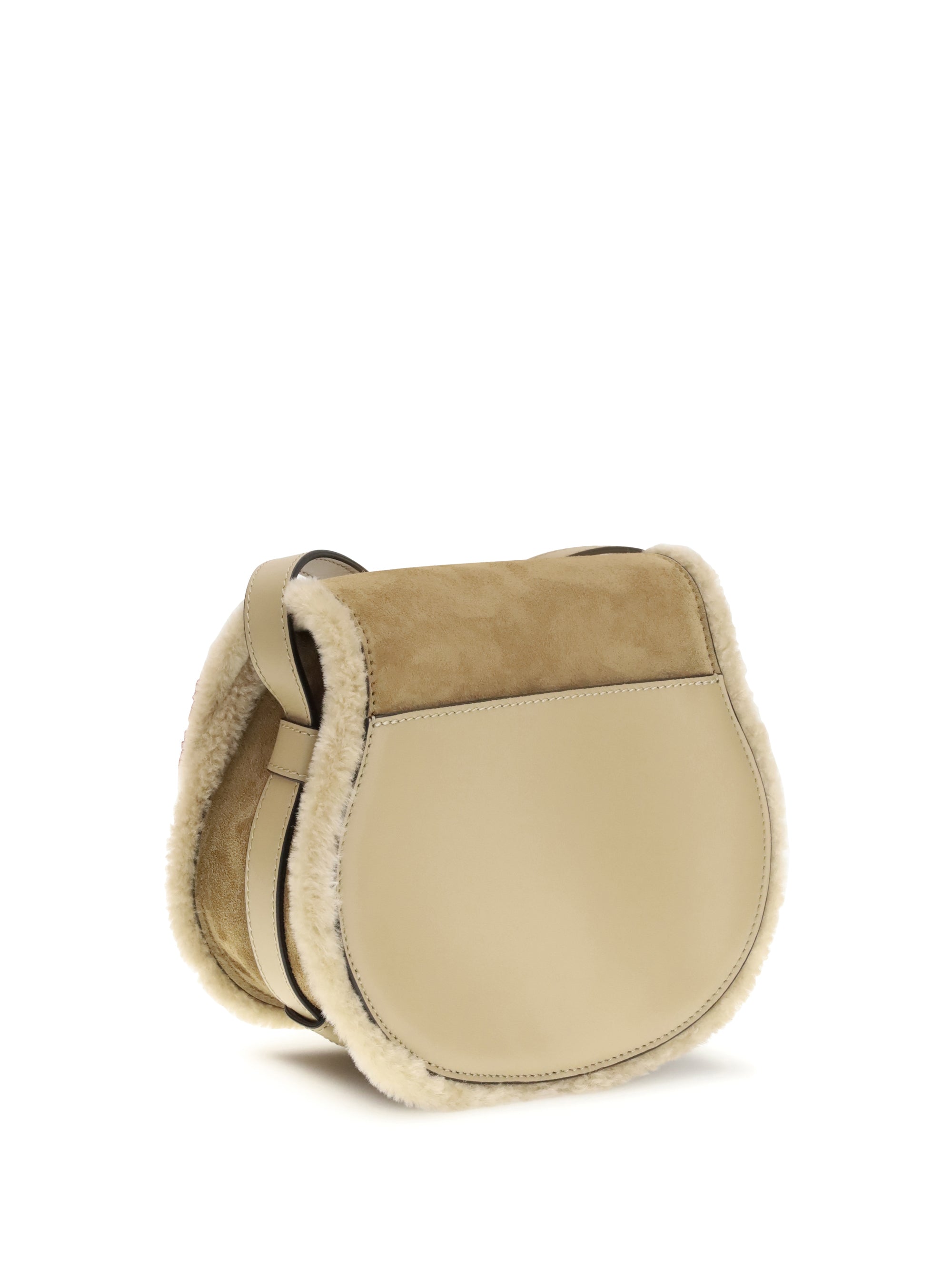CHLOÉ OS small saddle marcie shoulder bag in suede and shearling