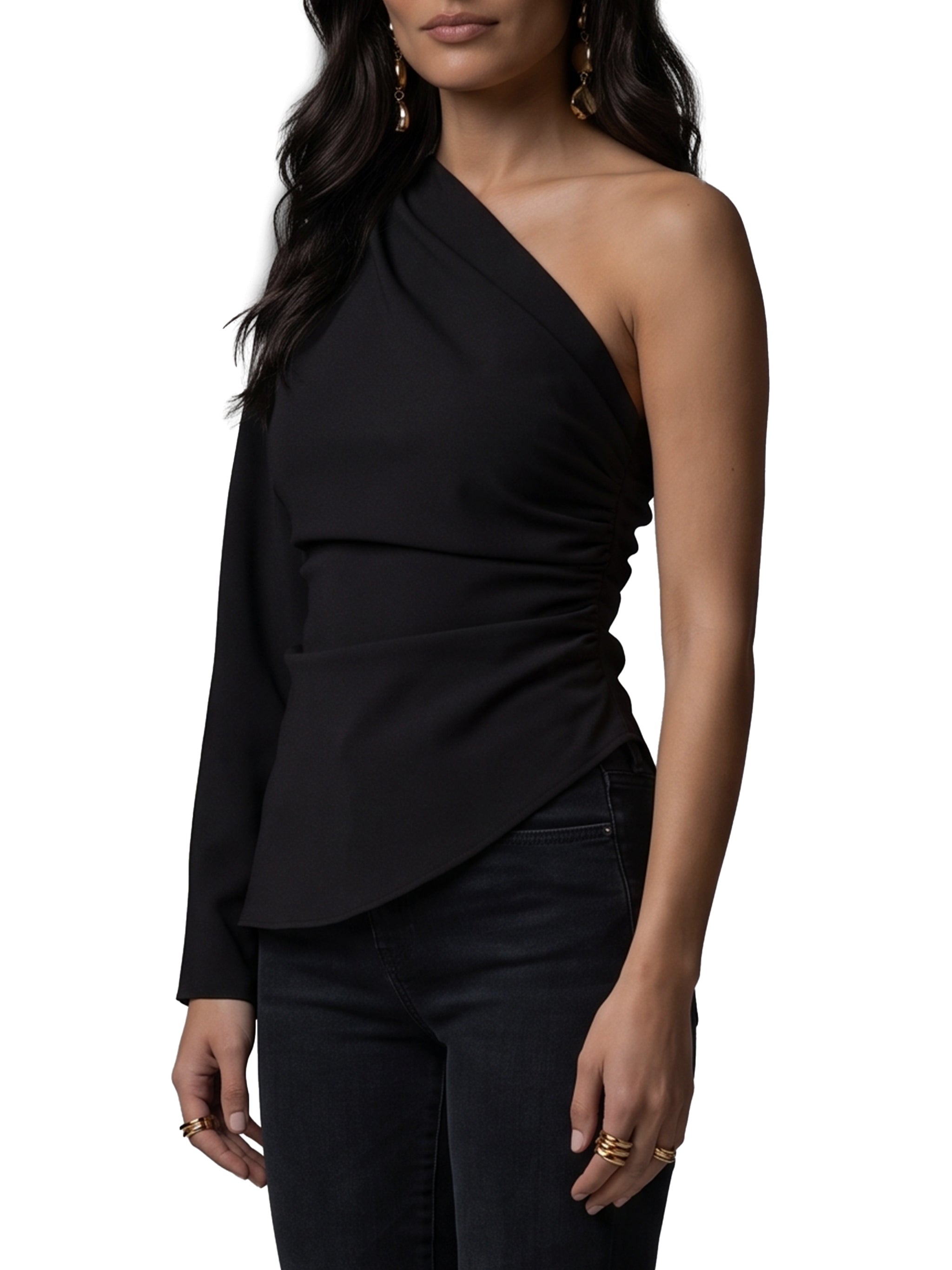 one-shoulder cady blouse