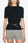 ribbed stretch cotton blend sweater
